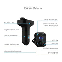 Car FM Transmitter Bluetooth Receiver Music Player Charger +  Snap Deal.