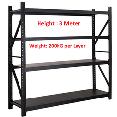 3M High Shelving 200 Kg Per layer 4 Tier Storage Metal Shelf Rack