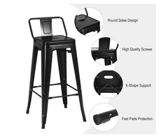 Bar Stools Chair Cafe Bar Stool Chair with Back Support Set of 4 Pcs Promo +  Snap Deal.