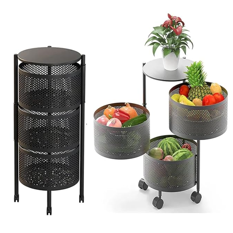 Three-Layer Round Rotating Storage Shelf Vegetable +  Snap Deal.