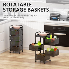 4 Layer Kitchen Square Rotating Trolley - Snap Deal