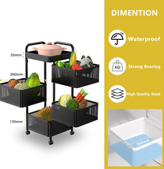 4 Layer Kitchen Square Rotating Trolley - Snap Deal