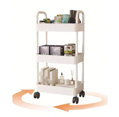 3 Layer Plastic Storage Shelf Rack With Wheels - Snap Deal