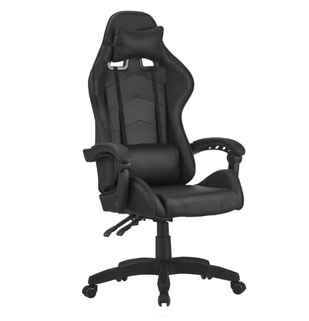 Gaming Chair with Headrest and Lumbar Support - Black