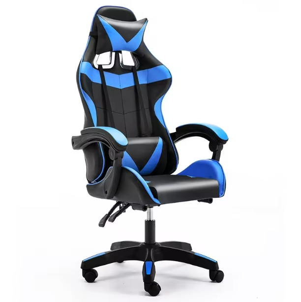 Gaming Chair with Headrest and Lumbar Support - Blue