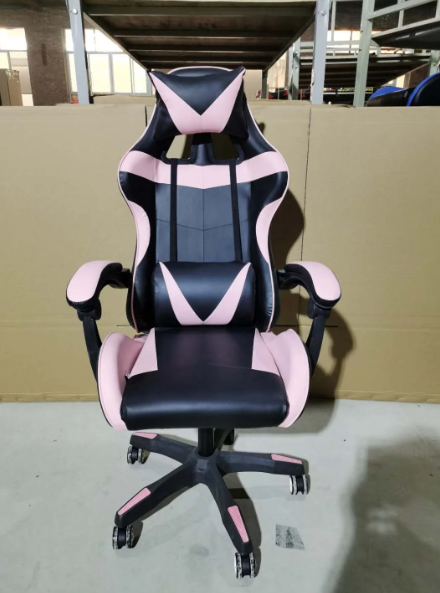 Gaming Chair with Headrest and Lumbar Support - Pink