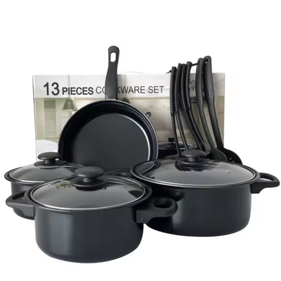 13 Piece Cookware Set Kitchen With Glass Lid