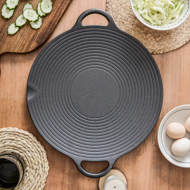 Frying Pan BBQ Grill Pan Cast Iron Pan +  Snap Deal.