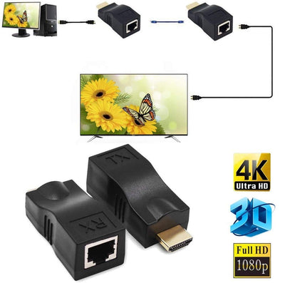 30M 4K HDMI Extender Over Cat-6/6A RJ45 Network LAN Ethernet Adapter