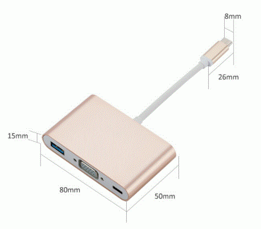 Type C HUB toVGA+USB 3 in 1 USB C HUB Adapter Cable +  Snap Deal.