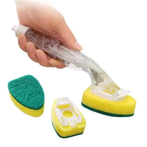 Kitchen Dispenser Sponge brush - 1 Handle+5 Sponge +  Snap Deal.