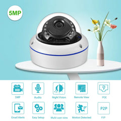 5MP Surveillance IP POE Camera Dome Indoor Security Camera +  Snap Deal.