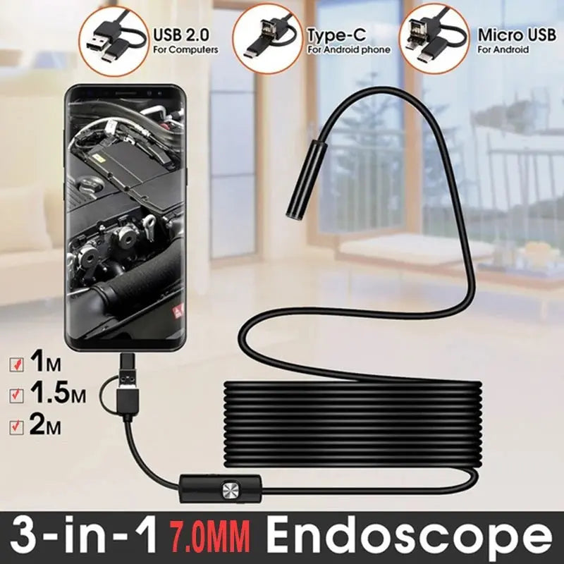 Micro USB TYPE C USB Mini Endoscope Camera 7mm +  Snap Deal.